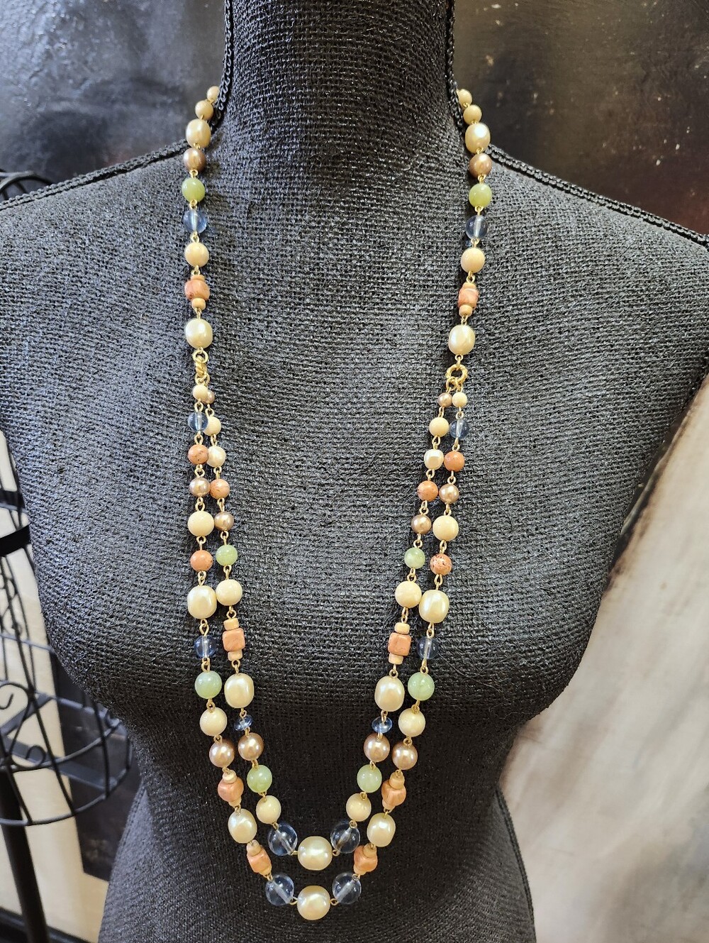 Vintage Multi‑Bead Long Women's Necklace